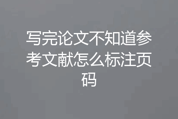 写完论文不知道参考文献怎么标注页码