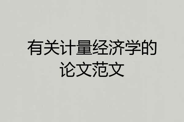 有关计量经济学的论文范文