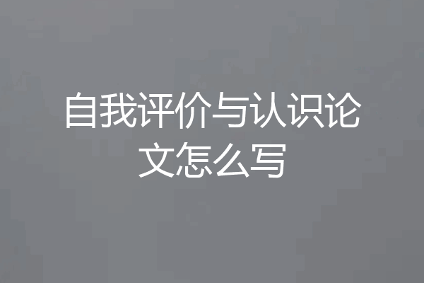 自我评价与认识论文怎么写