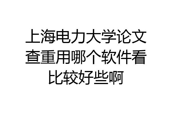 上海电力大学论文查重用哪个软件看比较好些啊