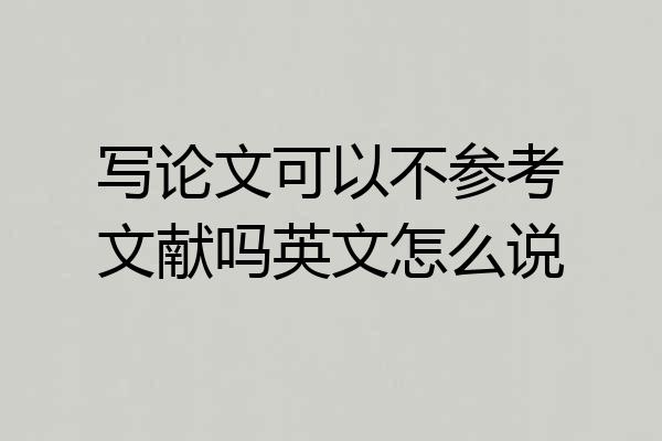 写论文可以不参考文献吗英文怎么说