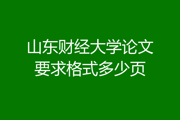 山东财经大学论文要求格式多少页