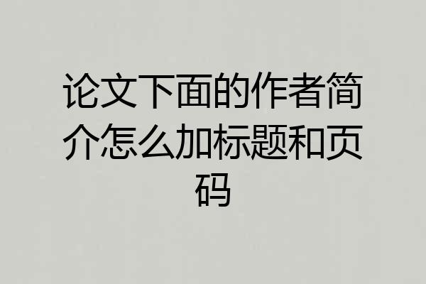 论文下面的作者简介怎么加标题和页码