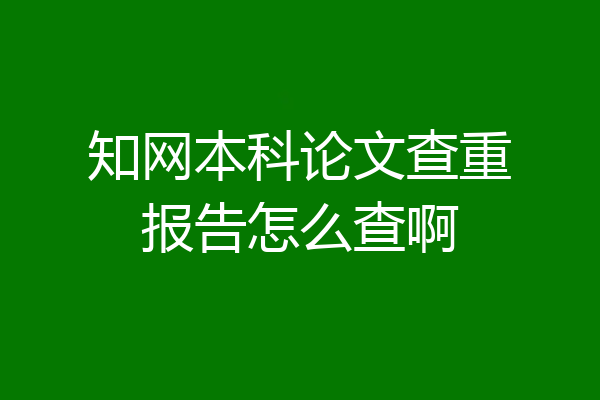 知网本科论文查重报告怎么查啊