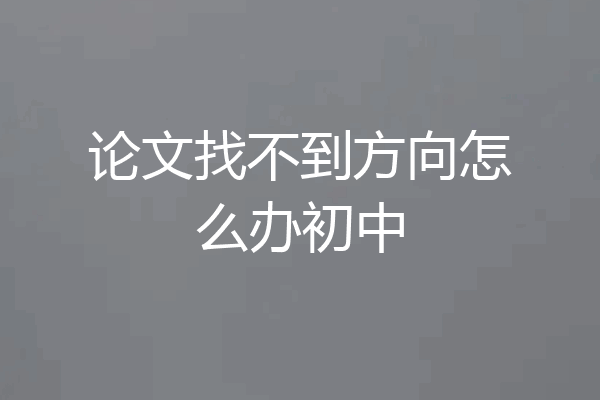 论文找不到方向怎么办初中