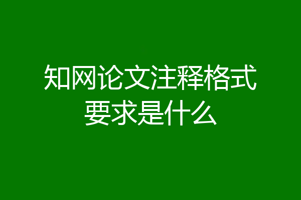 知网论文注释格式要求是什么