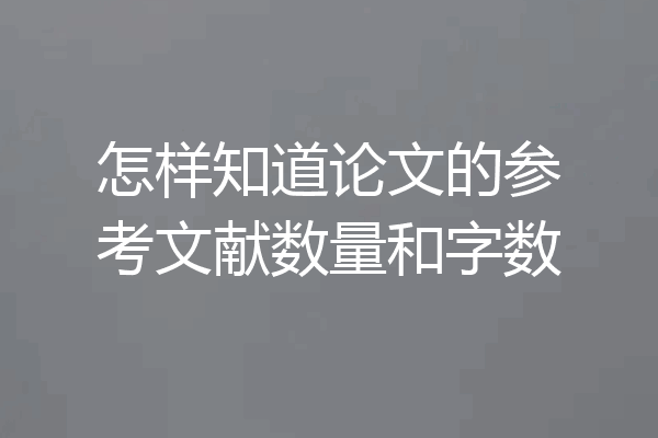 怎样知道论文的参考文献数量和字数