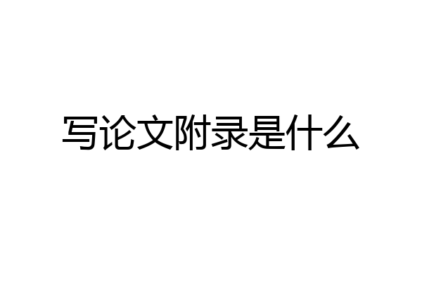 写论文附录是什么