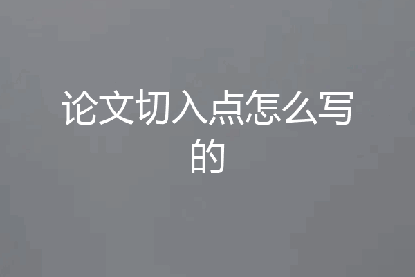 论文切入点怎么写的
