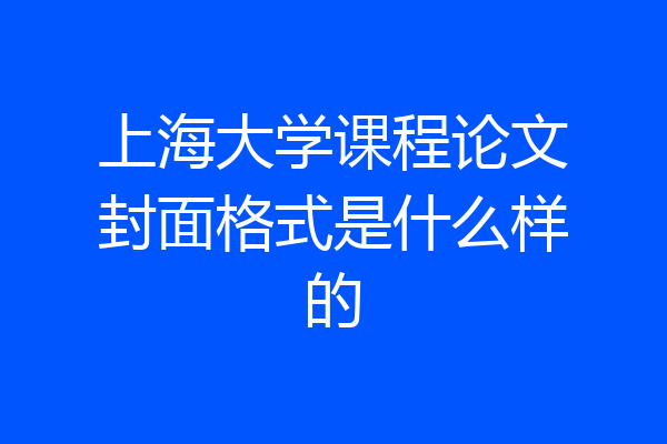 上海大学课程论文封面格式是什么样的