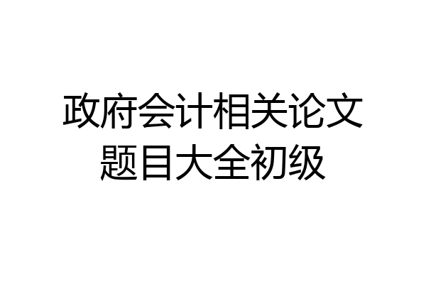 政府会计相关论文题目大全初级