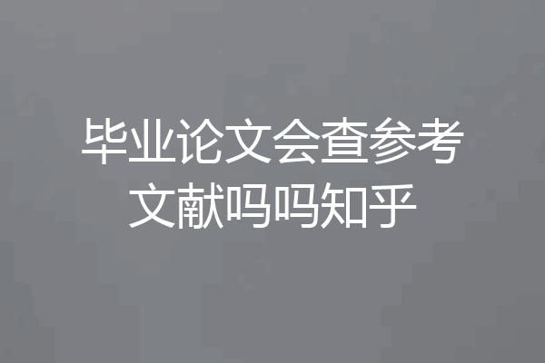 毕业论文会查参考文献吗吗知乎