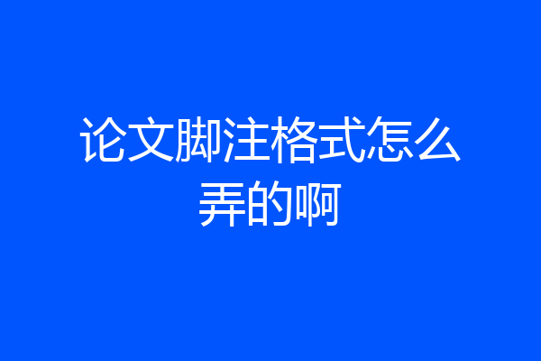 论文脚注格式怎么弄的啊
