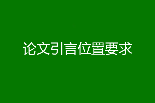 论文引言位置要求