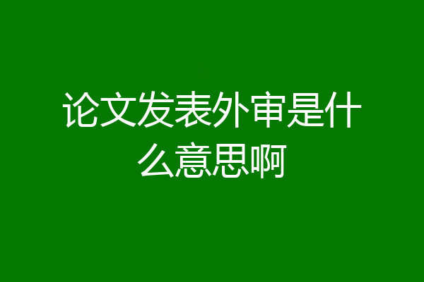论文发表外审是什么意思啊