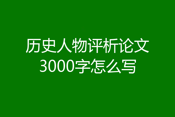 历史人物评析论文3000字怎么写