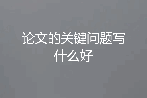 论文的关键问题写什么好