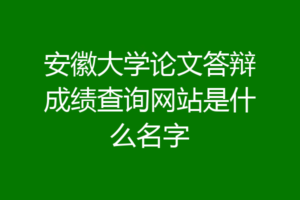 安徽大学论文答辩成绩查询网站是什么名字