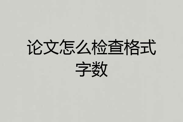 论文怎么检查格式字数