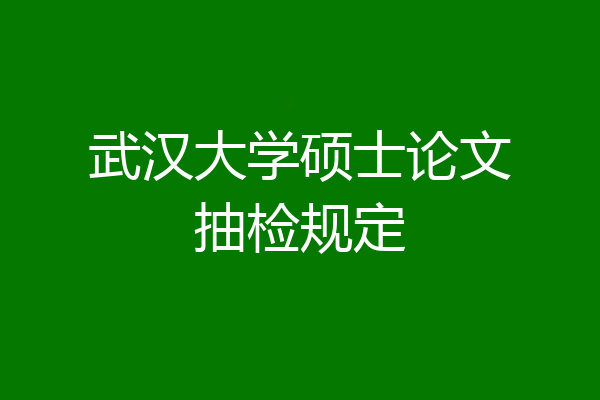 武汉大学硕士论文抽检规定