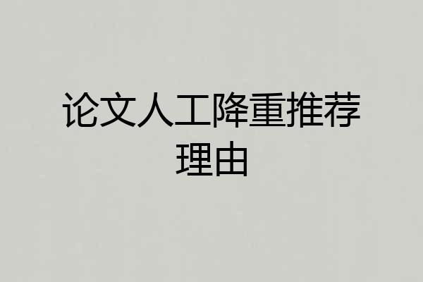 论文人工降重推荐理由