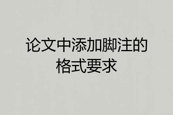 论文中添加脚注的格式要求