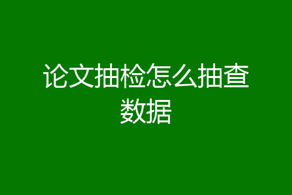 论文抽检怎么抽查数据