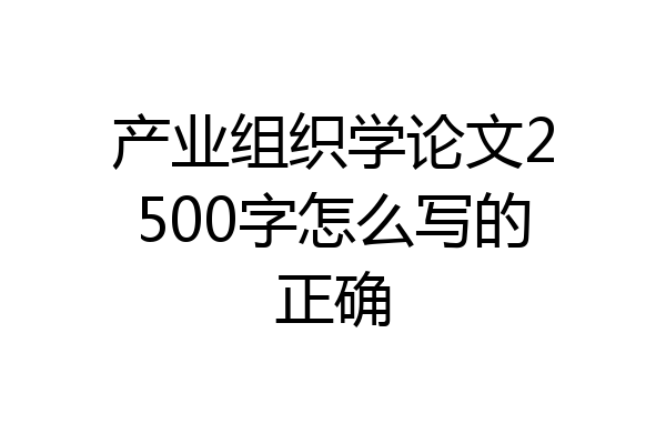 产业组织学论文2500字怎么写的正确