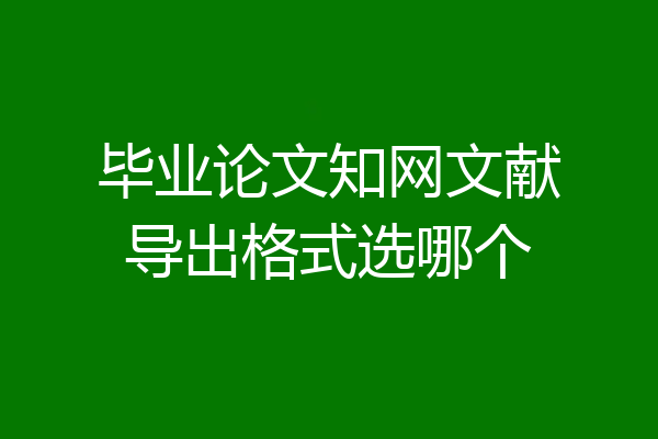 毕业论文知网文献导出格式选哪个