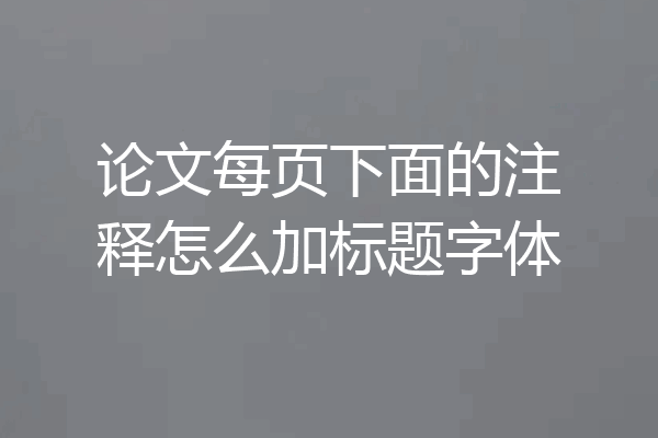 论文每页下面的注释怎么加标题字体