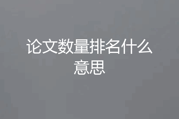 论文数量排名什么意思