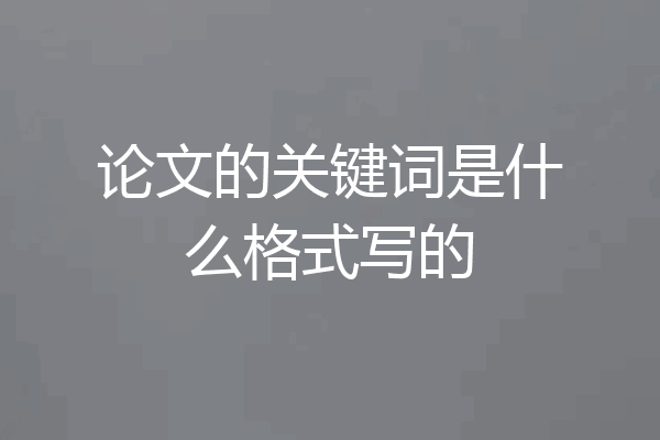 论文的关键词是什么格式写的