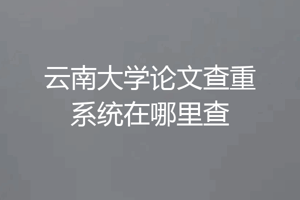 云南大学论文查重系统在哪里查
