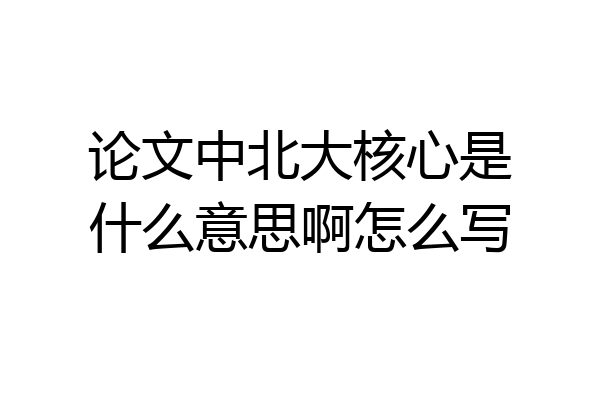 论文中北大核心是什么意思啊怎么写