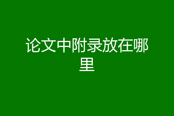 论文中附录放在哪里