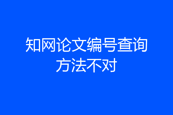 知网论文编号查询方法不对