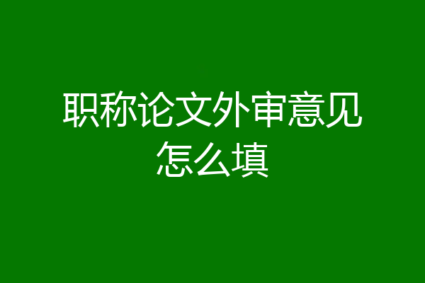 职称论文外审意见怎么填