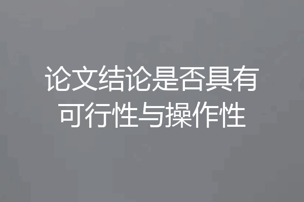 论文结论是否具有可行性与操作性