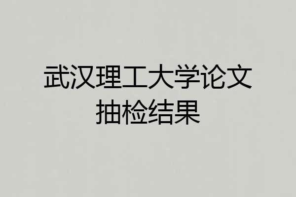 武汉理工大学论文抽检结果