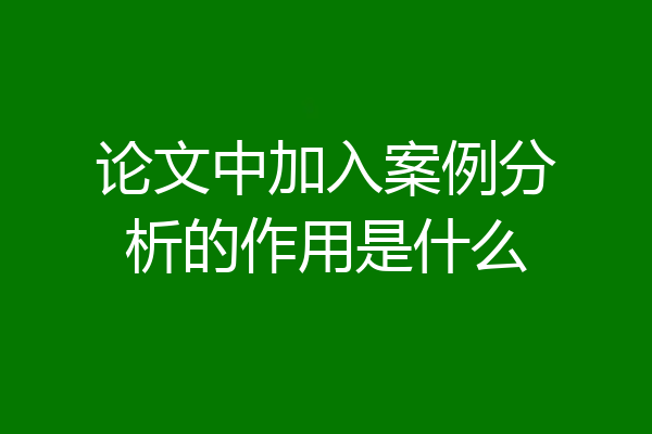 论文中加入案例分析的作用是什么