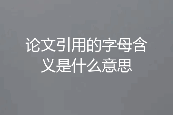 论文引用的字母含义是什么意思