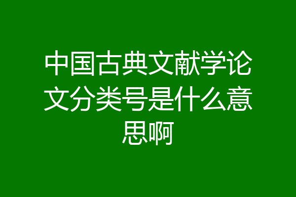 中国古典文献学论文分类号是什么意思啊