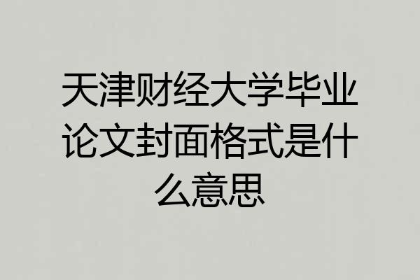 天津财经大学毕业论文封面格式是什么意思