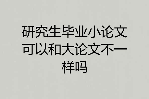 研究生毕业小论文可以和大论文不一样吗