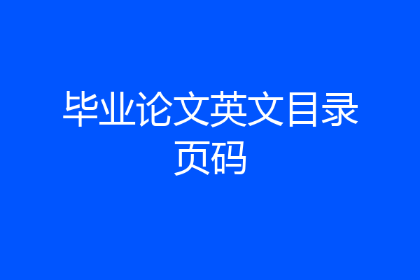 毕业论文英文目录页码