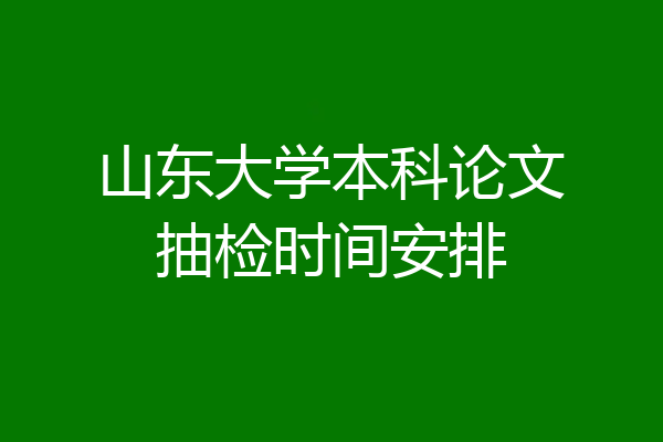 山东大学本科论文抽检时间安排