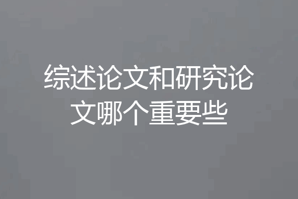 综述论文和研究论文哪个重要些