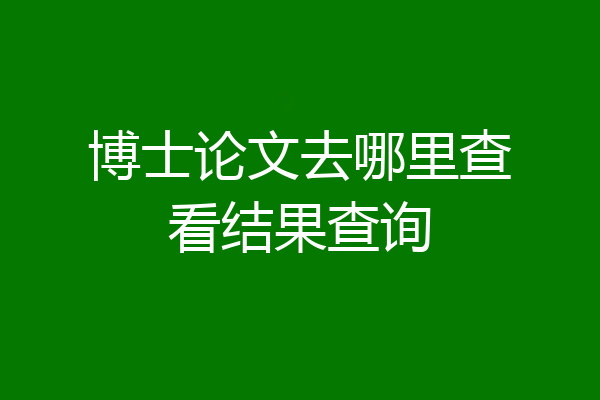 博士论文去哪里查看结果查询