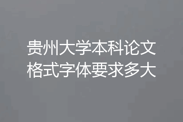 贵州大学本科论文格式字体要求多大