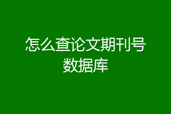 怎么查论文期刊号数据库